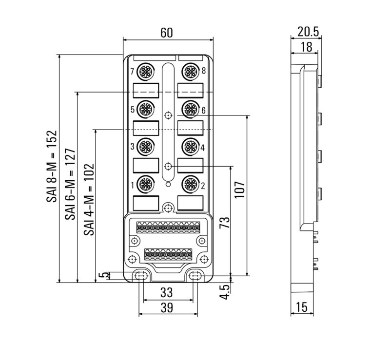 SAI-8-MM 5P M12 UT