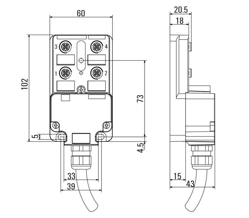 SAI-4-F 4P M8 PUR 10M