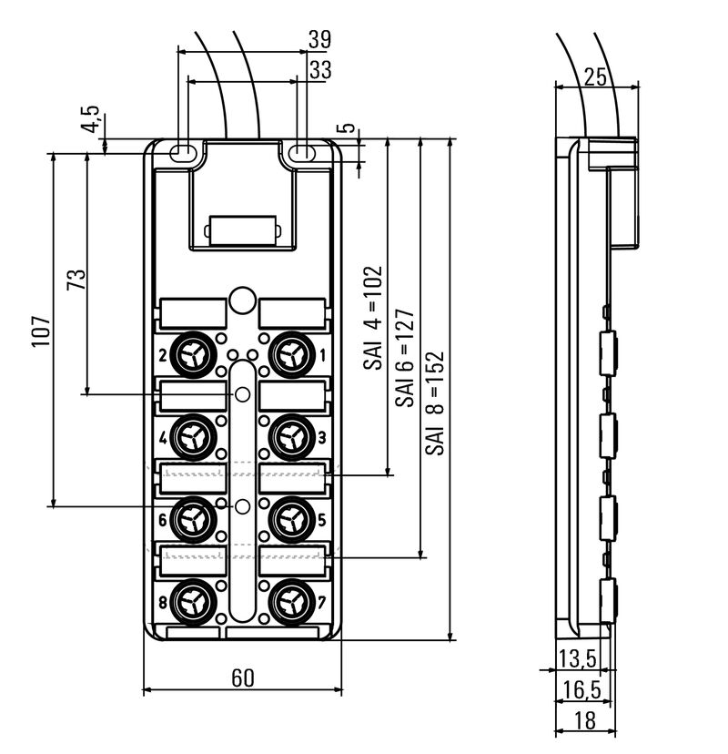 SAI-4-F 4P IDC PUR 10M