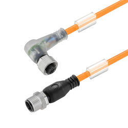 M12 male - M12 socket with LED