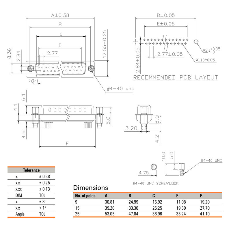 D-SUB M6.3 T15VB 3.2B4 TY BK