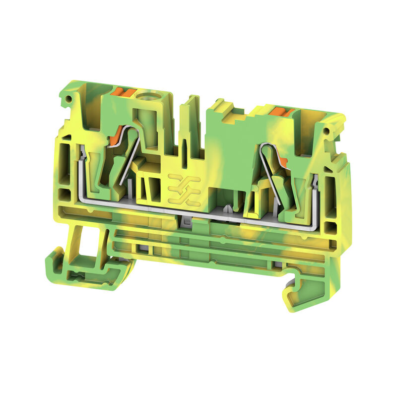 PE terminal, PUSH IN, 4 mm², 800 V, Number of connections: 2, Number of levels: 1, Green/y