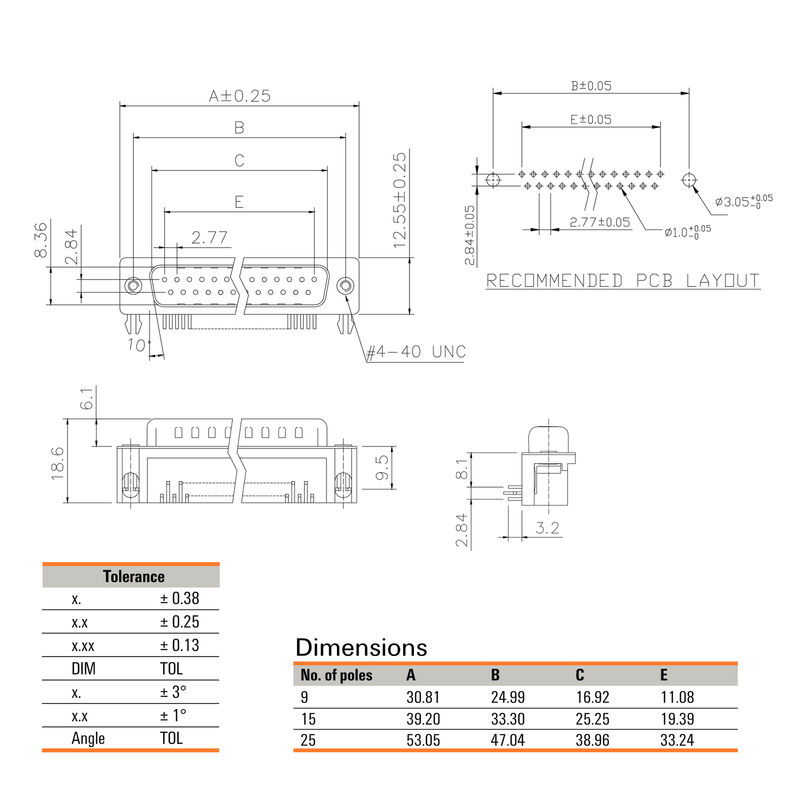 D-SUB M6.3 T09HU 3.2B4 TY BK