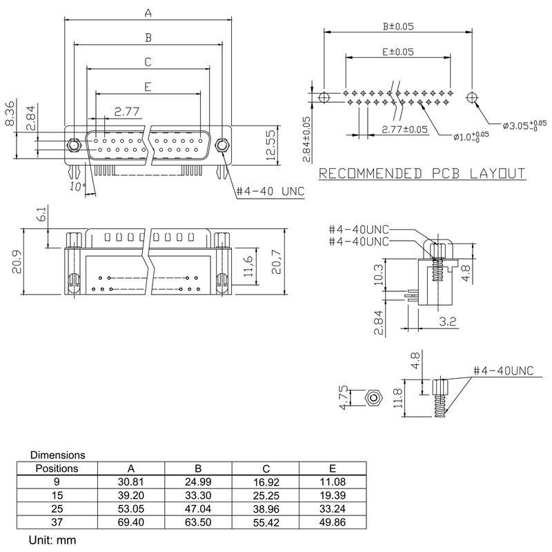 D-SUB M6.3 T09HB 3.2B2 TY BK