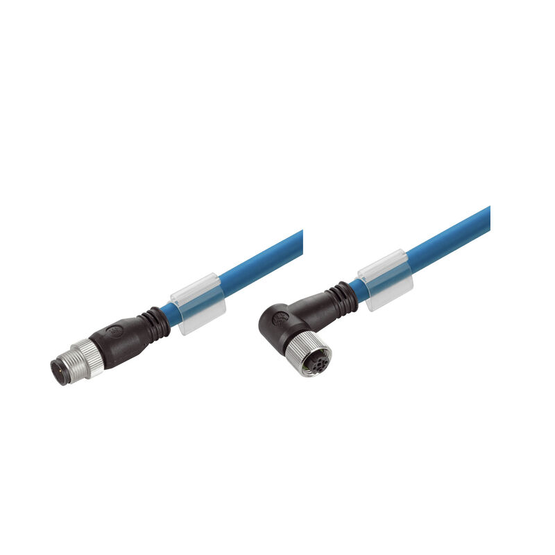 M12 straight male - M12 90° female