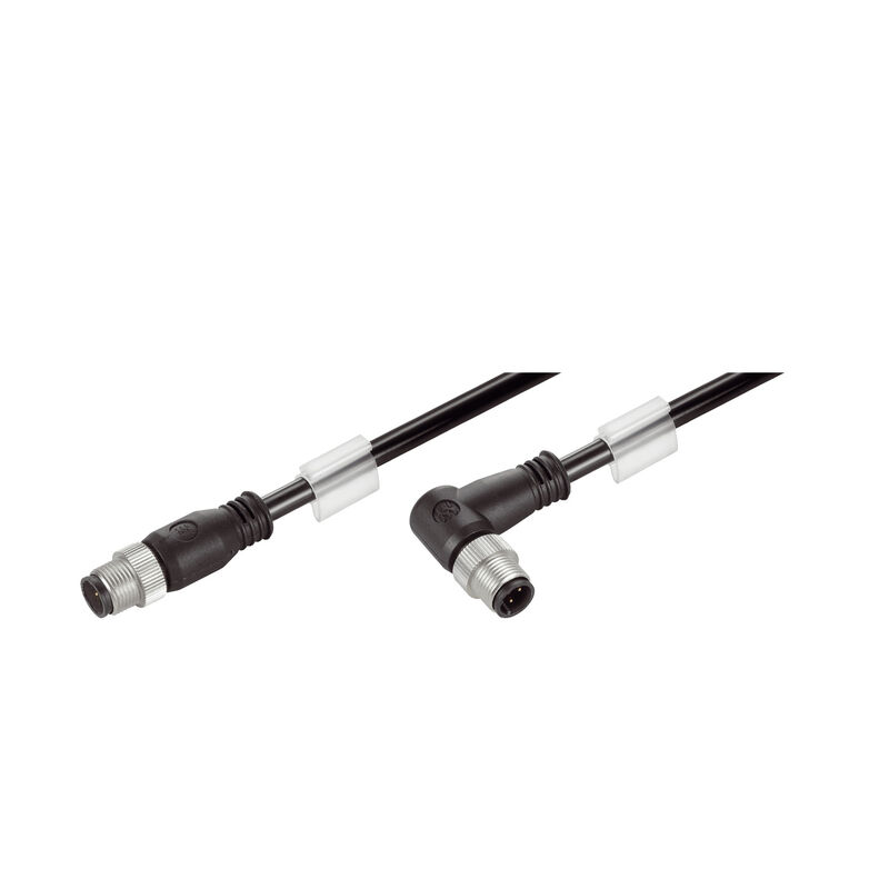 RW: M12 straight male - M12 90&deg; male