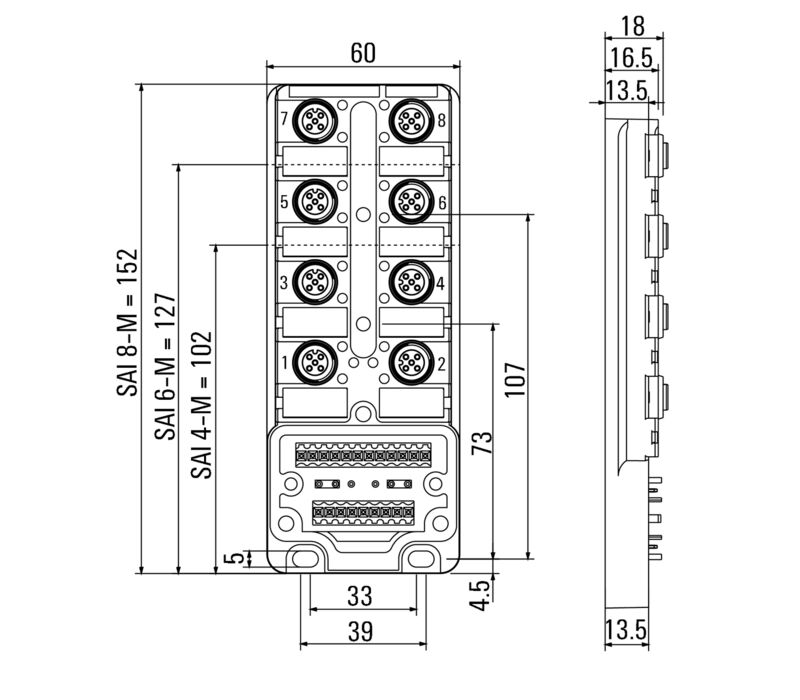SAI-8M 5P M12 OL (BASE)