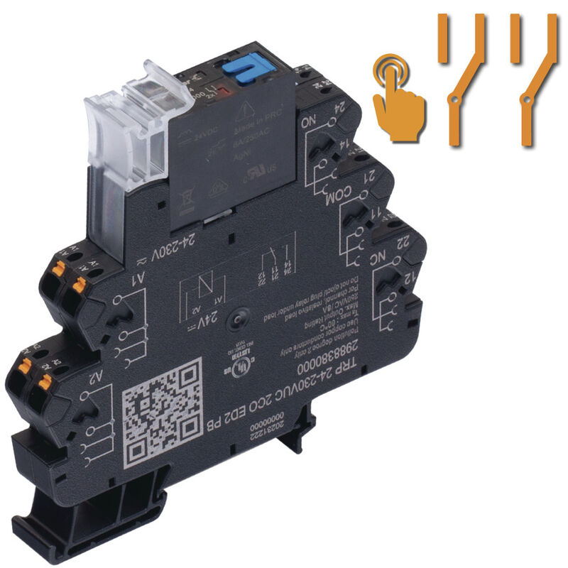 2 contatto di scambio con tasto di prova