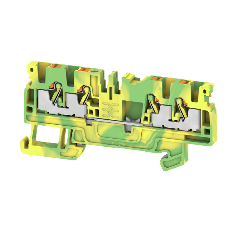 PE terminal, PUSH IN, 2.5 mm², 800 V, Number of connections: 4, Number of levels: 1, Green