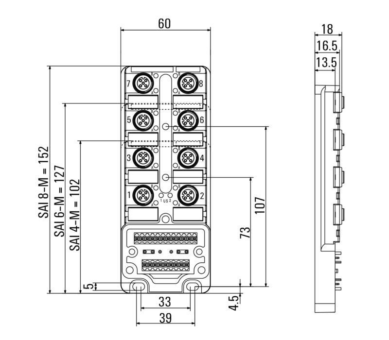 SAI-8-M 4P M12 UT