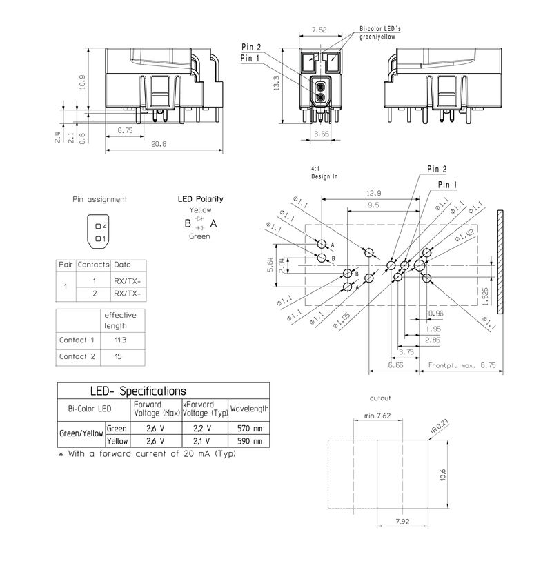 接插件IE-PCB-SPE-P-90V2.1-THR-YG/YG RL