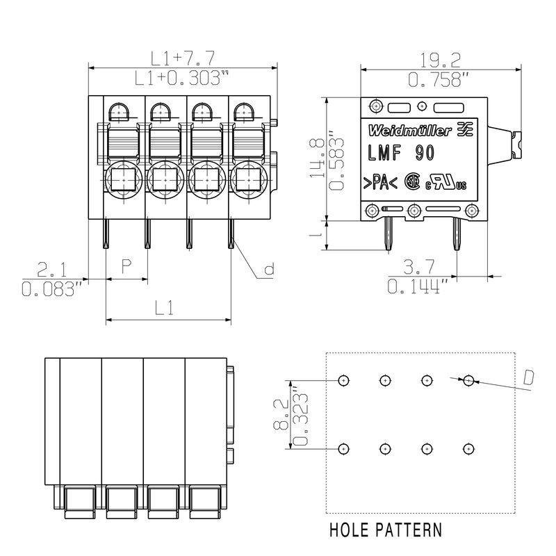 PCB接线端子LMF 5.00/24/90 3.5SN OR BX
