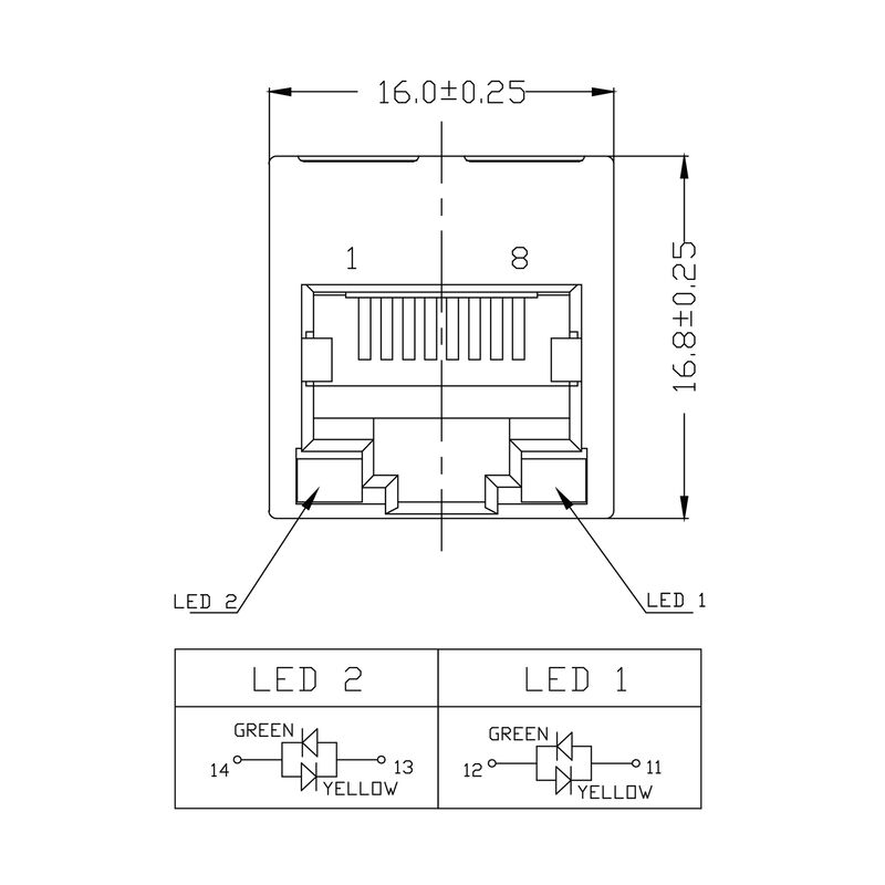 RJ45M R1V 3.3N4YG/YG TY