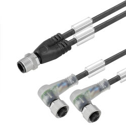 Conector macho doble M12-M12 con LED