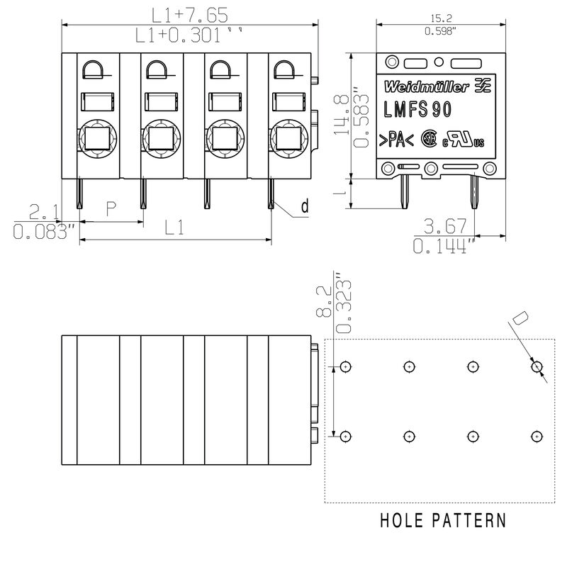 PCB端子LMFS 7.50/11/90 3.5SN OR BX