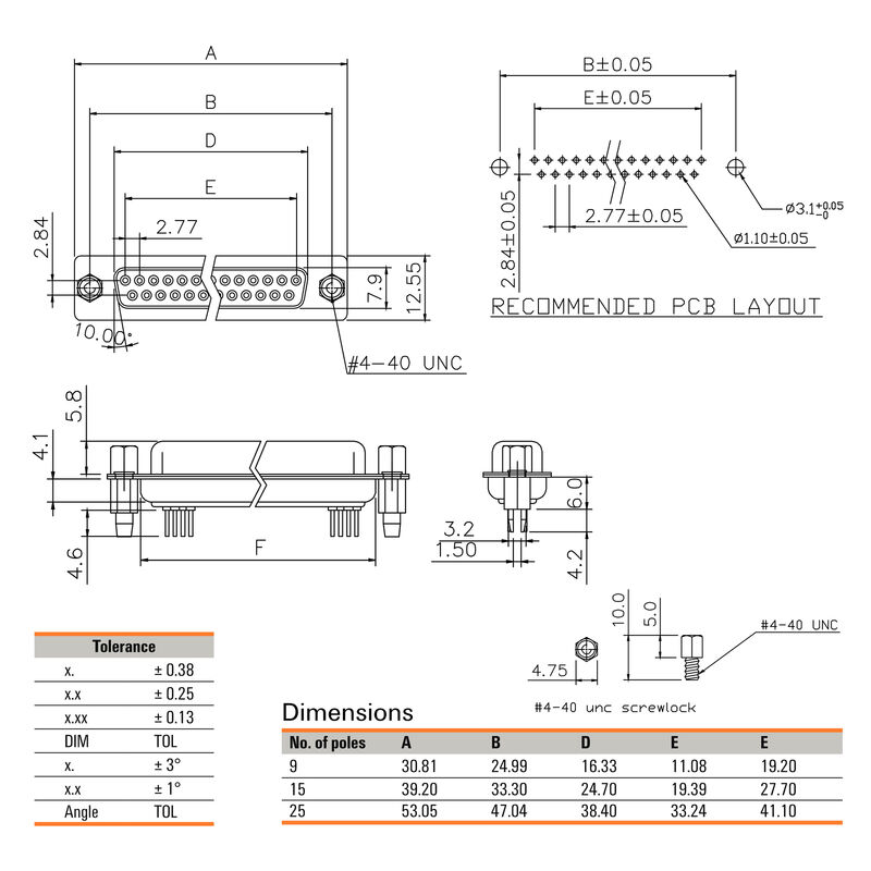 D-SUB F6.3 T09VB 3.2B4 TY BK