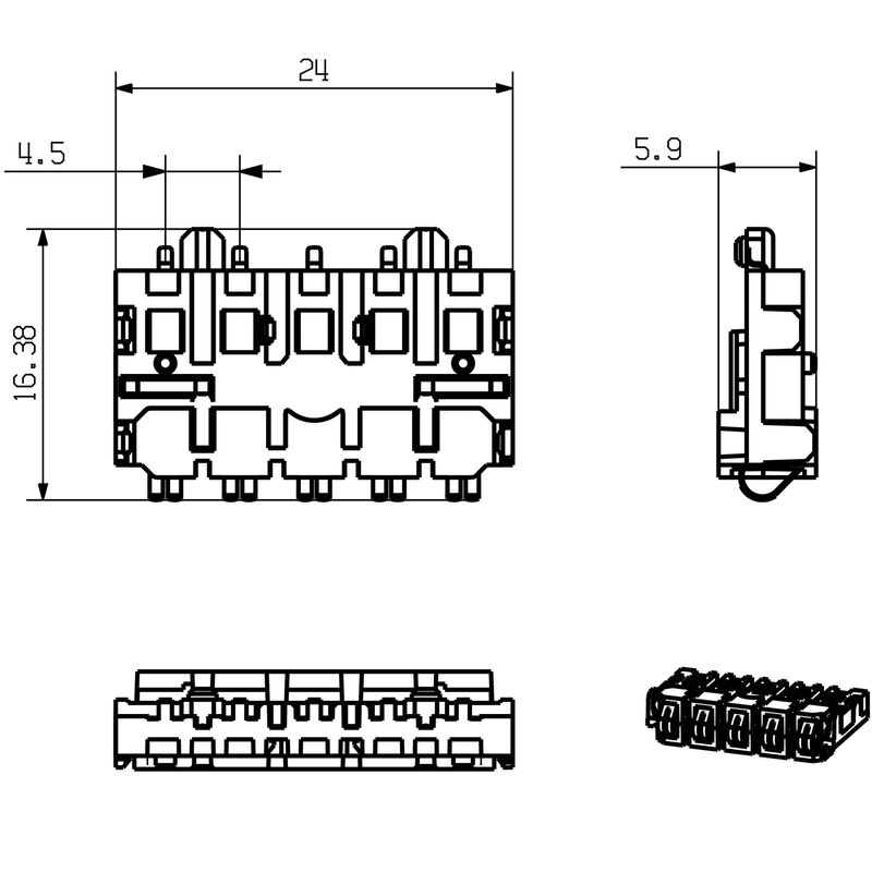 底板总线端子SR-SMD 4.50/05/90 AU BK BX