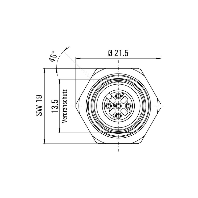 面板安装联接器 SAIE-M12B-5-2.0V-HW-PG9