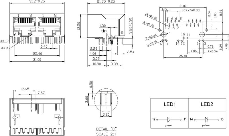 RJ45M R12D 3.2N4G/Y RL