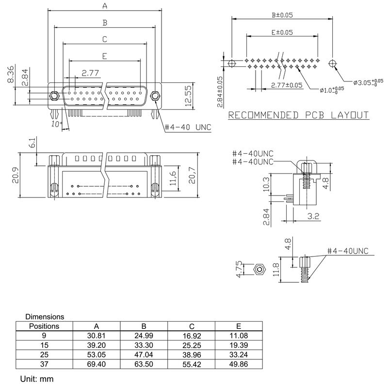 D-SUB F6.3 T09HB 3.2B2 TY BK