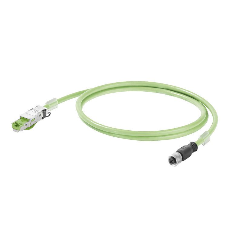 Släpkedjekabel kat. 5 PUR – RJ45 IP20/M12 IP67 rak hona