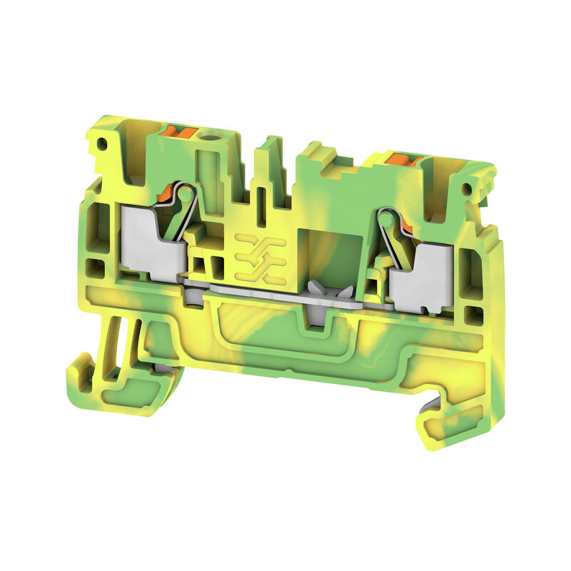 PE terminal, PUSH IN, 2.5 mm², 800 V, Number of connections: 2, Number of levels: 1, Green