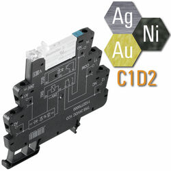 Hard gold plated contacts for C1D2 applications