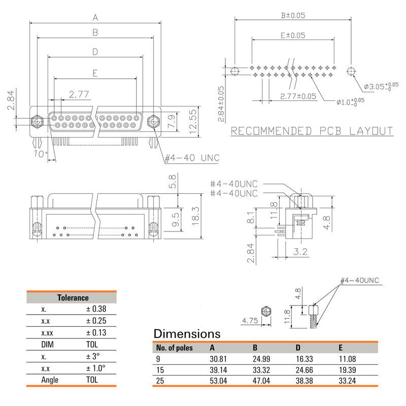 D-SUB F6.3 T15HB 3.2B4 TY BK