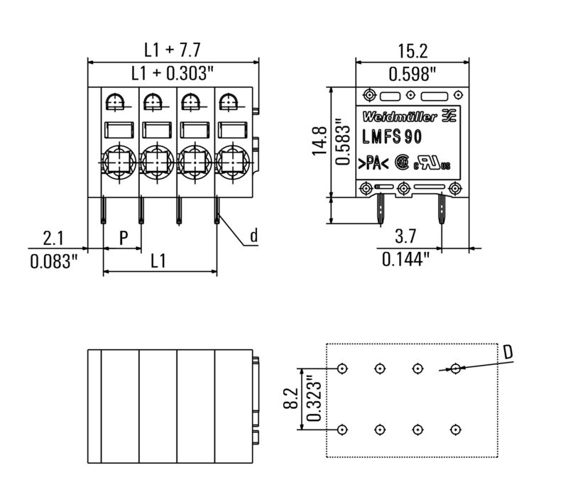 PCB端子LMFS 5.08/02/90 3.5SN OR BX
