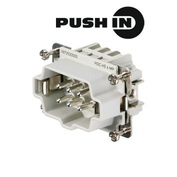 Contact insert (industry plug-in connectors), Pin, 500 V, 24 A, Number of poles: 6, PUSH IN, Size: 3